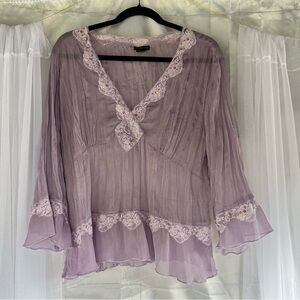 Vintage Whimsigoth Lavender Lace Blouse